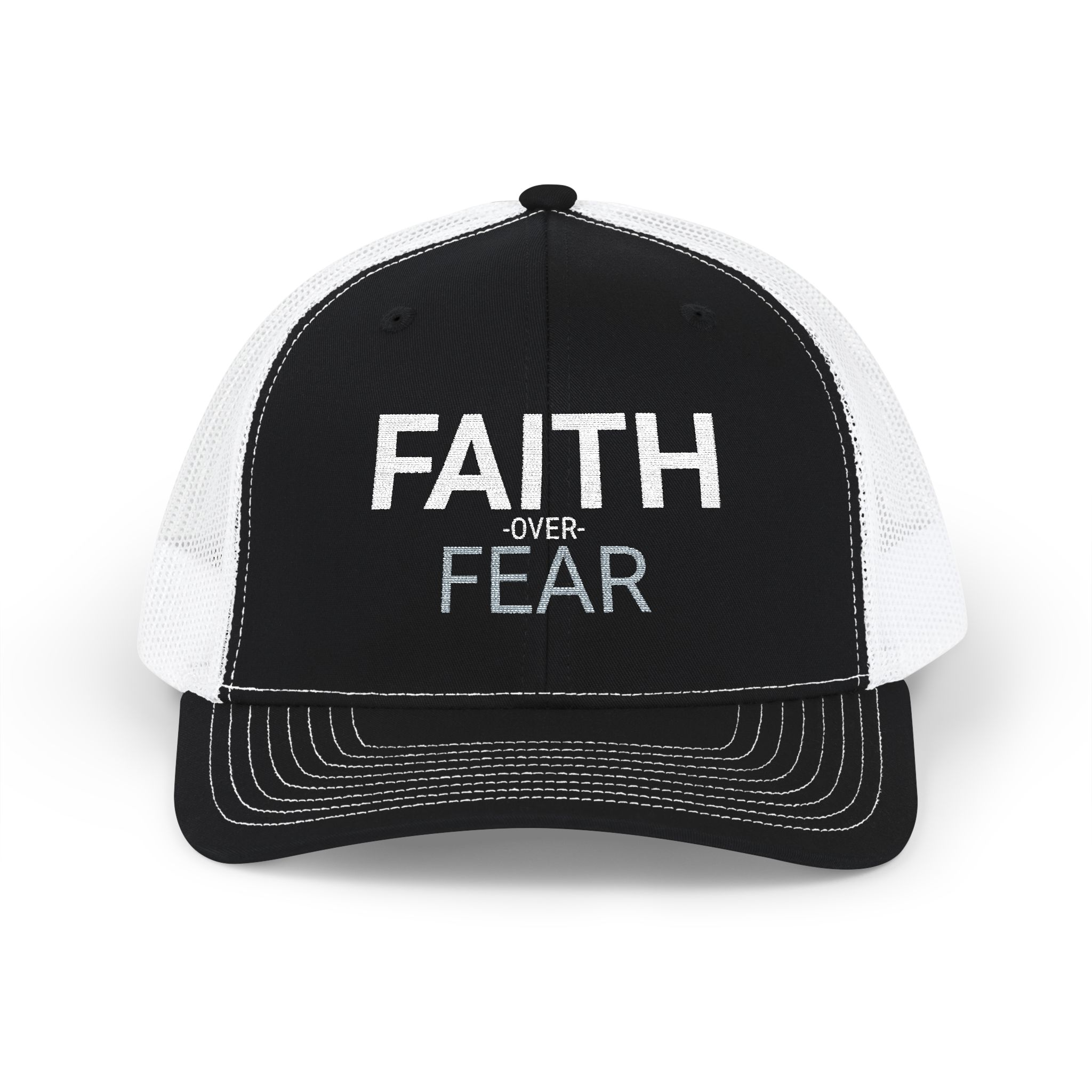 Faith Over Fear Embroidered Snapback Cap, Inspirational Trucker Hat, Religious Baseball Cap, Christian Faith Gift, Faith Apparel