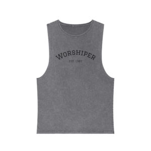 Worshiper Stonewash Tank Top, Religious Sleeveless Shirt, Spiritual Muscle Tee, Vintage Distressed Tank, Unisex Tank Top